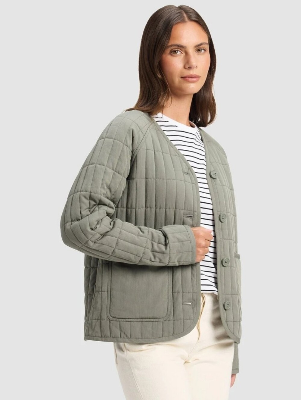 Cozy Earth Andie Quilted Jacket - Cypress